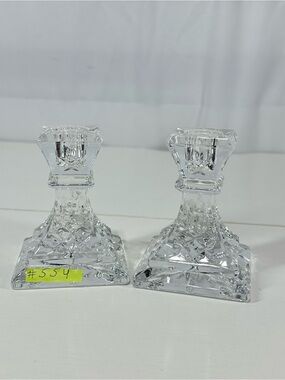 #554 Pair of Waterford Lismore Candlestick Holder, 4”